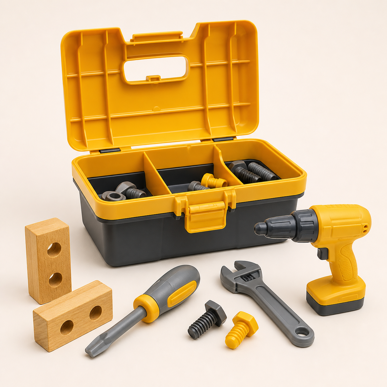 Mini Builders Toolbox construction toy with robot figure