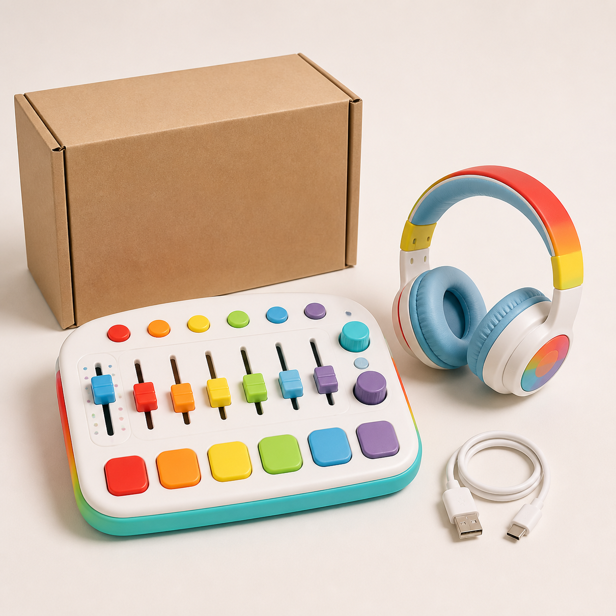 Rainbow Sound Lab toy music mixer and headphones
